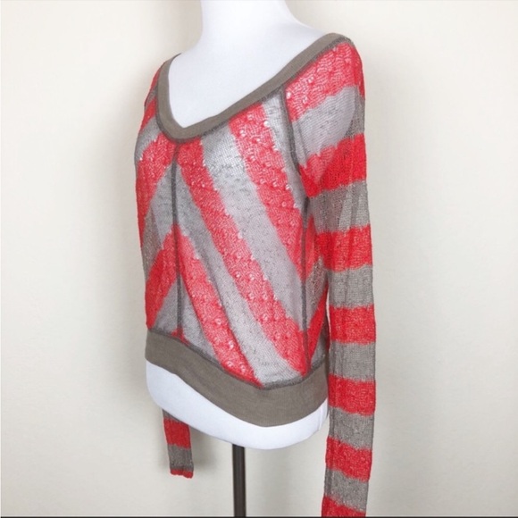 Free People We The Free Sheer Mesh V-Neck Long Sleeve Top - Size XS - Picture 5 of 7